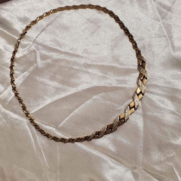 10 kt White and yellow Gold necklace - Picture 6 of 7